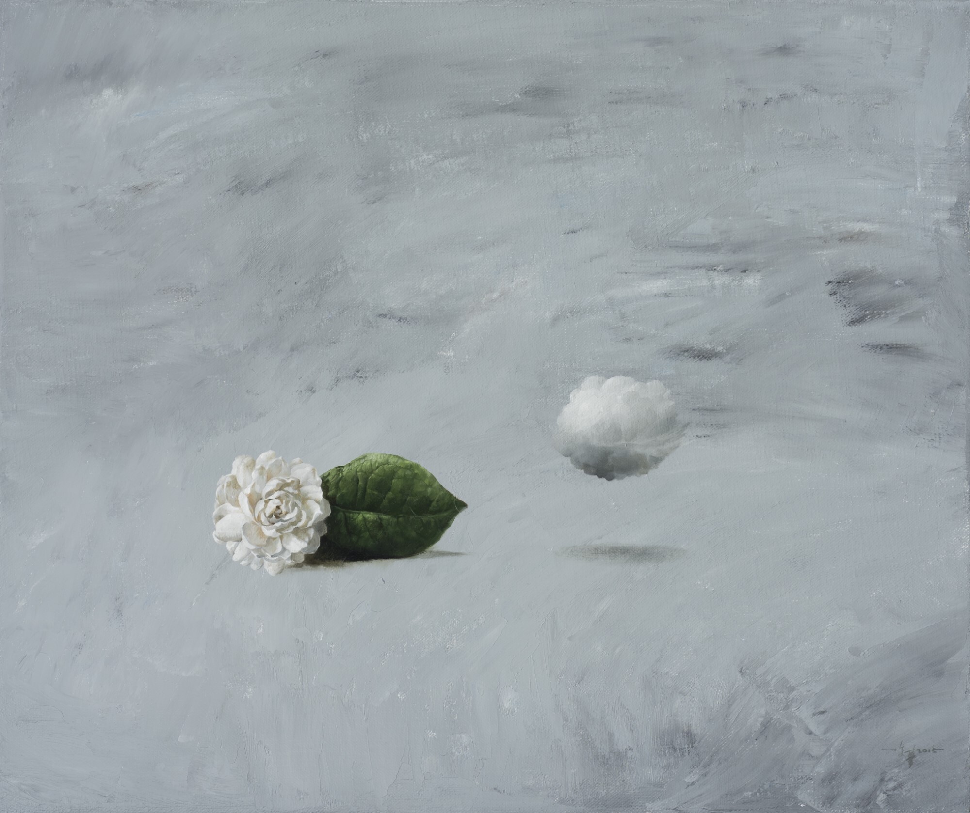 莫逆，45.5×38cm，油彩、畫布，2015。陳俊華