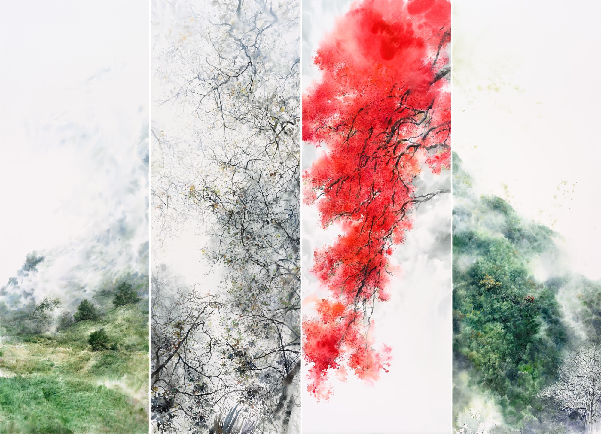 風林火山，156×218cm，水彩、紙，2020