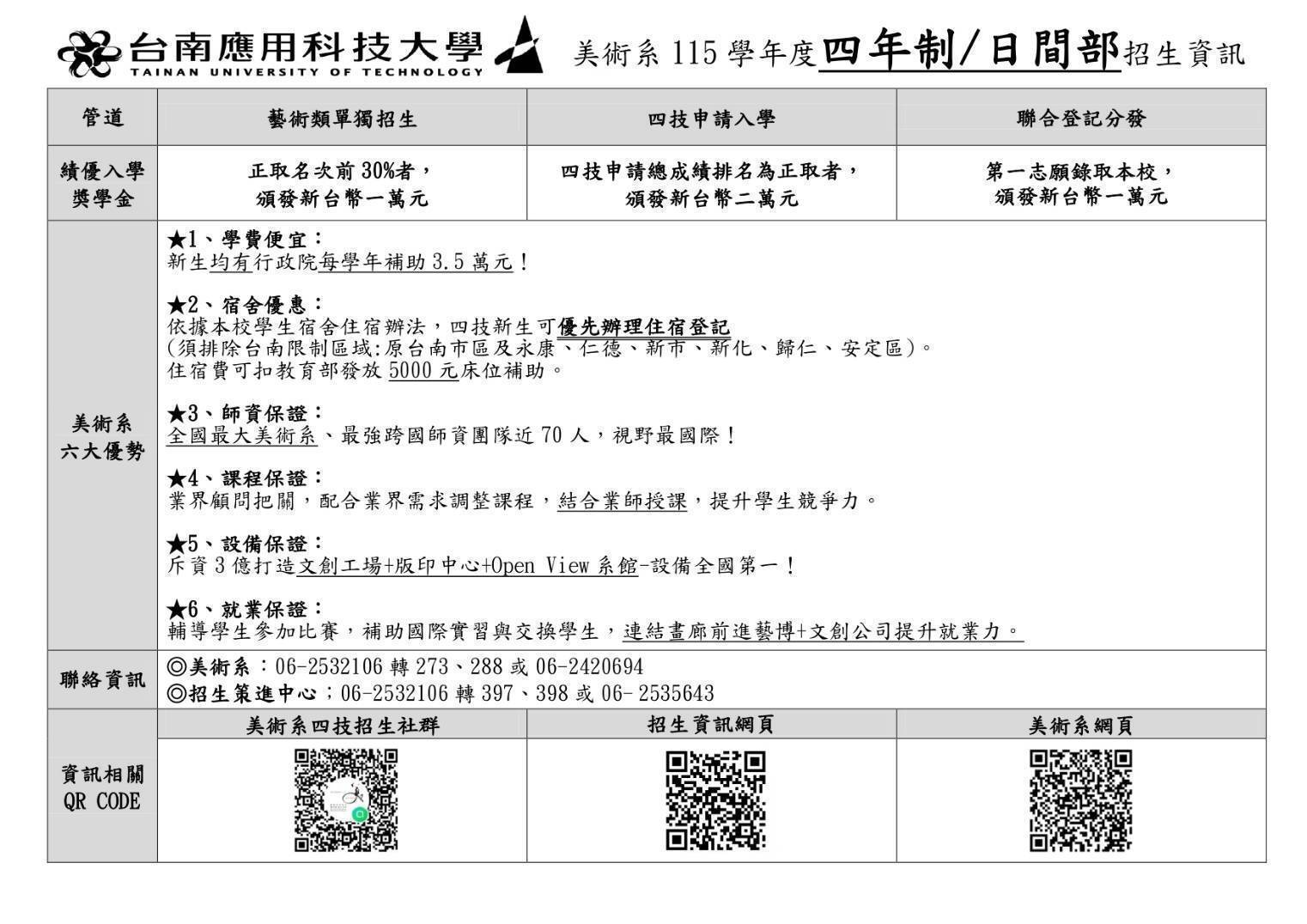 ✨【南應大美術系｜四年制日間部（四技）招生懶人包】擁有藝術學院、文創為主軸的台南應用科技大學美術系現正招生中！