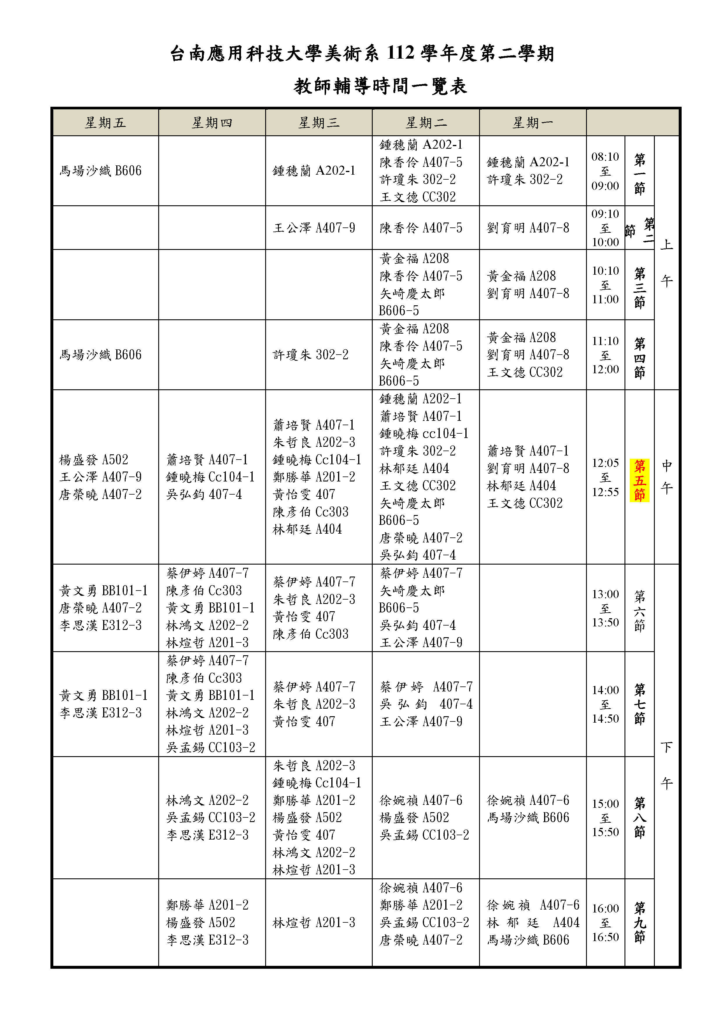 112-2-office hours教師輔導時間彙整