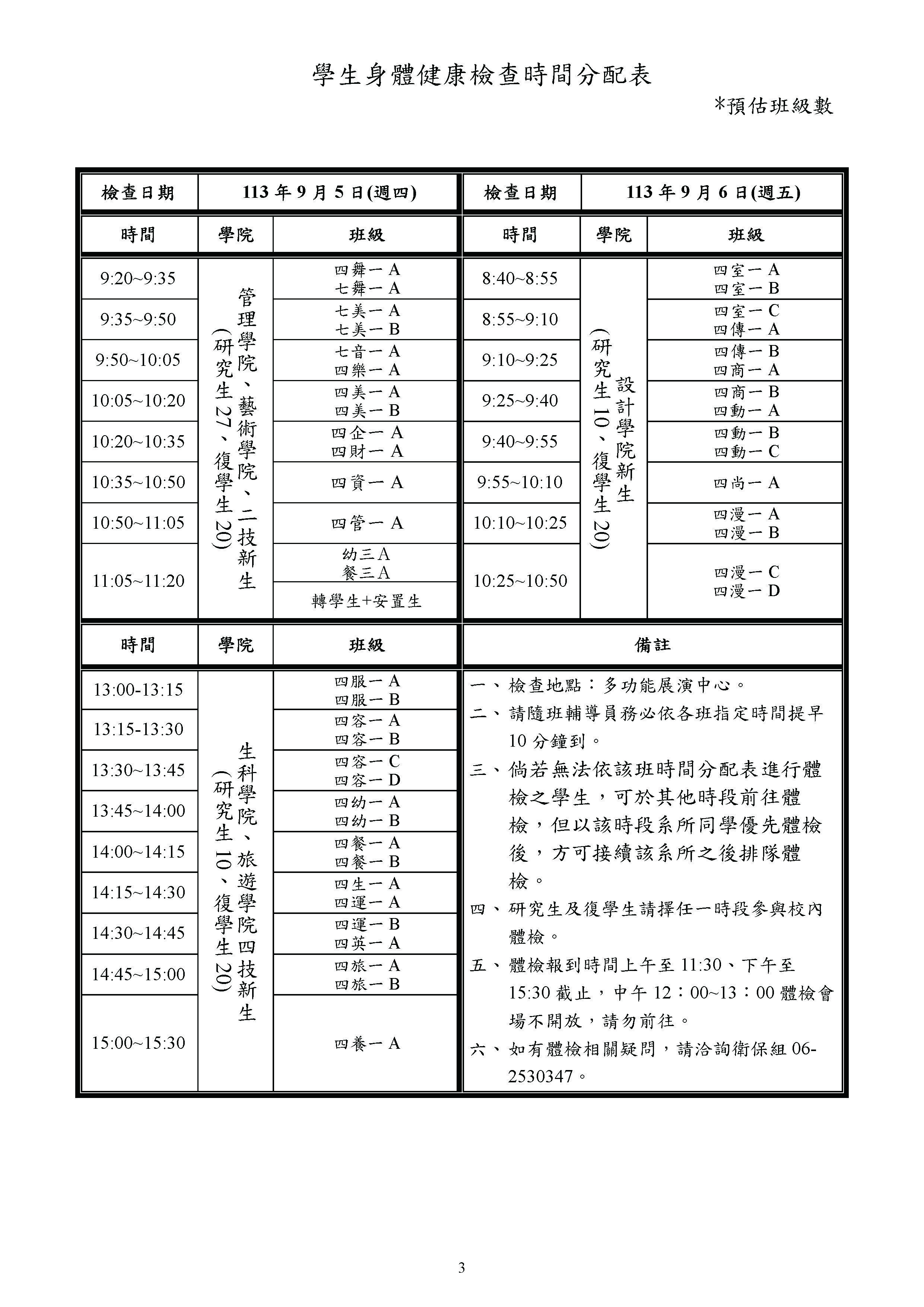 ✨請導師協助宣導說明事項：學生身體健康檢查注意事項