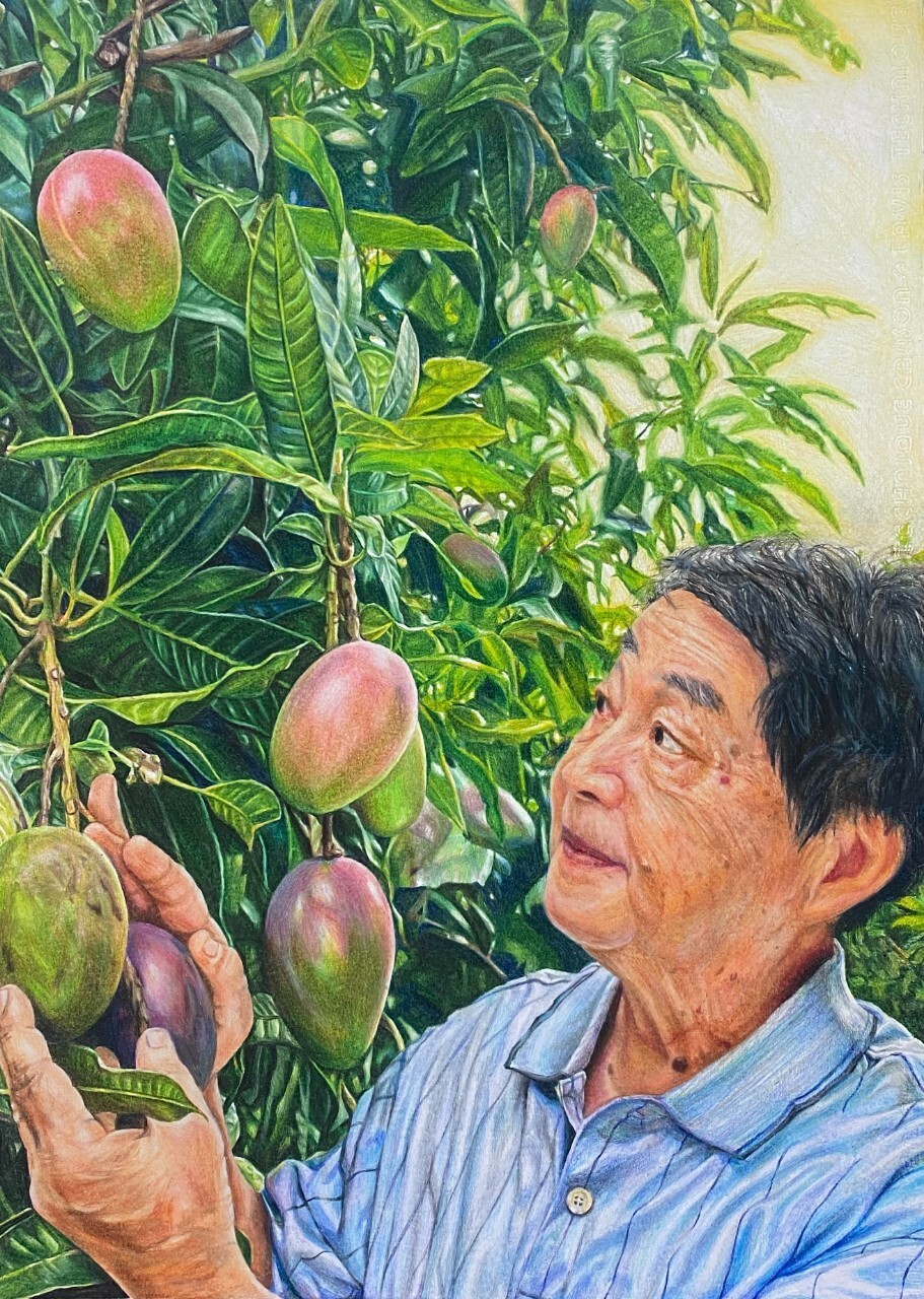 南應大美術系的學生在112學年度梅嶺獎全國學生美術比賽中榮獲佳績__其中112學年度全國學生美術比賽高中組第二名洪燕安 豐收時節